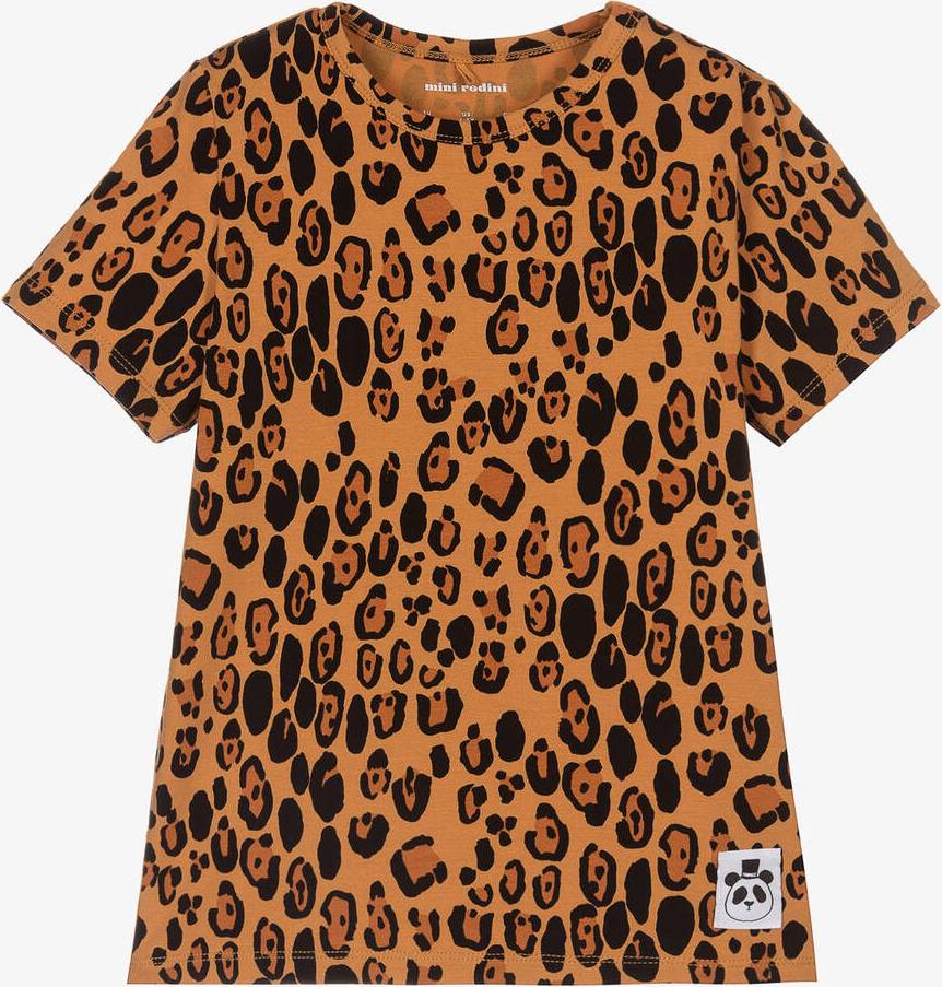 Mini Rodini Basic Leopard Ss Tee - Brown