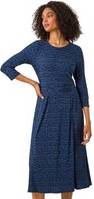Roman Abstract Stretch Ruched Dress - Blue