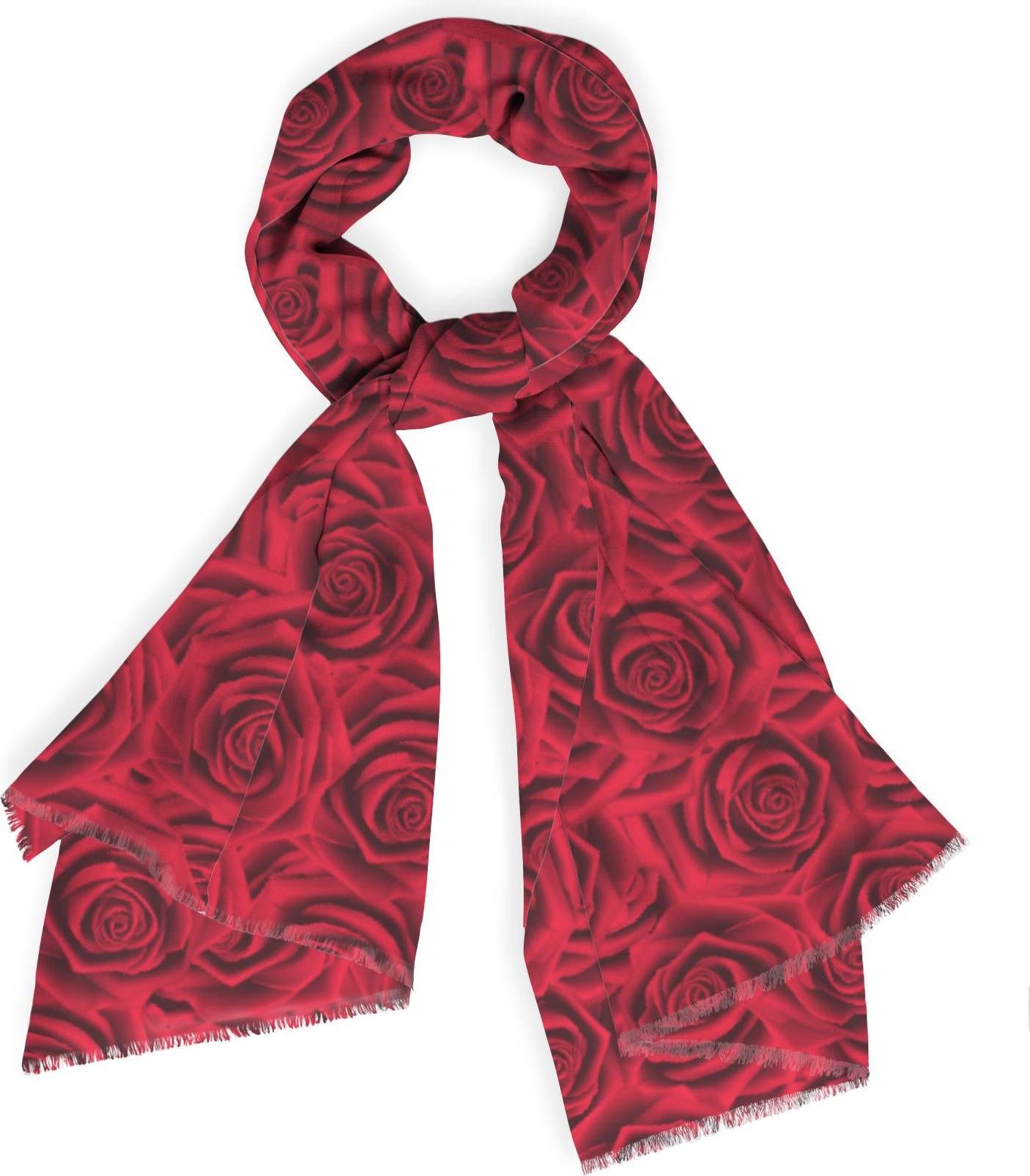 Red roses Vida Cashmere Silk Scarf - Red Roses