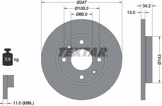 Textar Brake Disc PRO 92092803