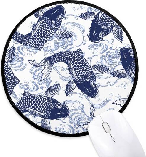 DIYthinker Carp Wave Blue Pattern Mouse Pad
