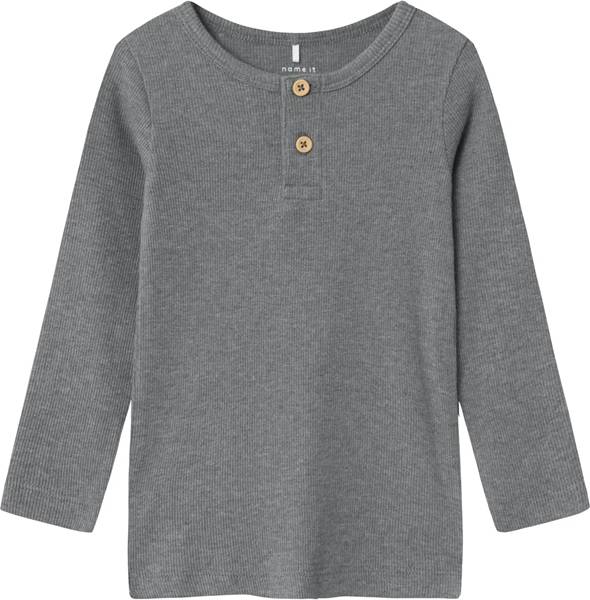 Name It Rib Buttoned Long-Sleeve Top - Mockingbird