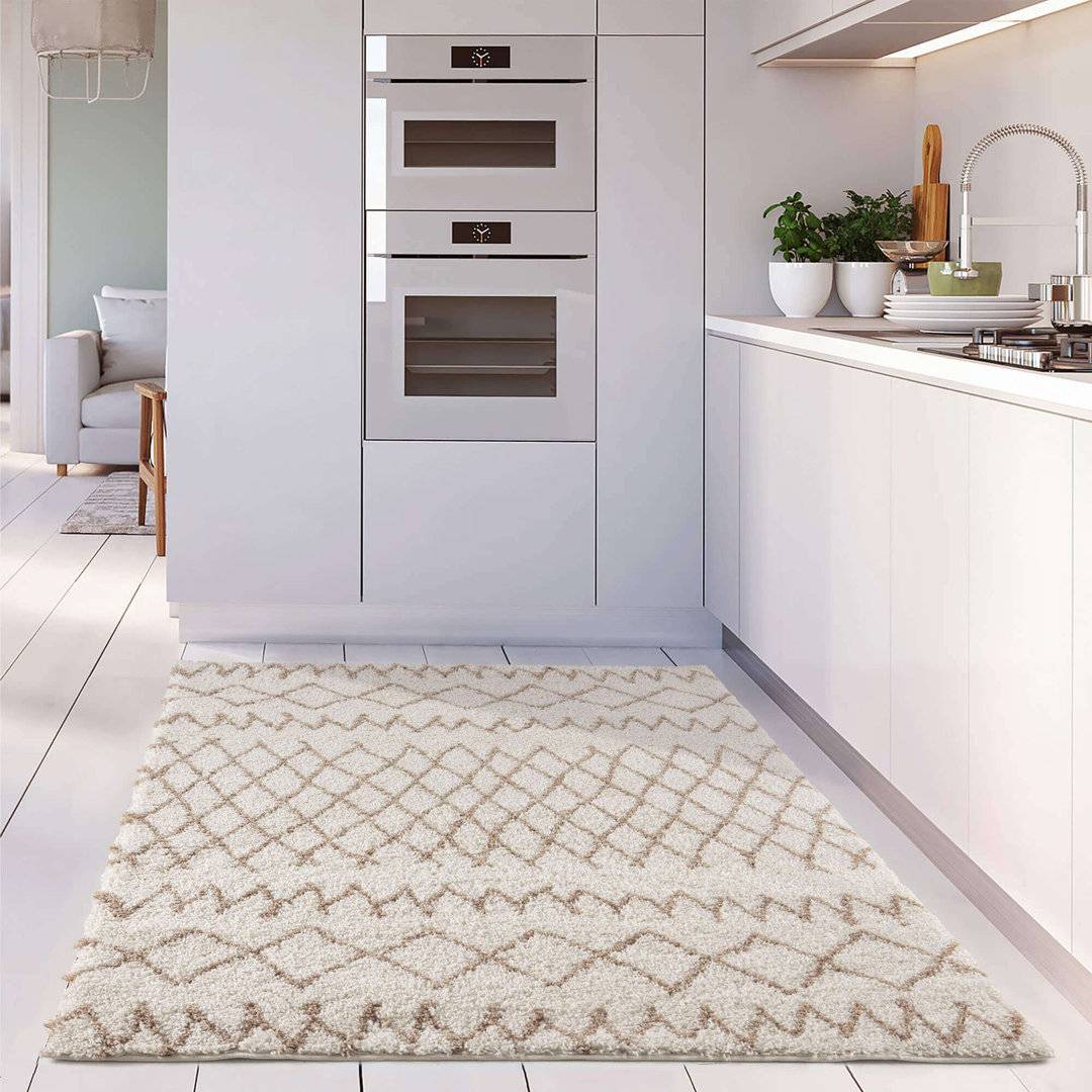 THE RUGS Moroccan Shaggy Collection Rug 160cm x 230cm Beige