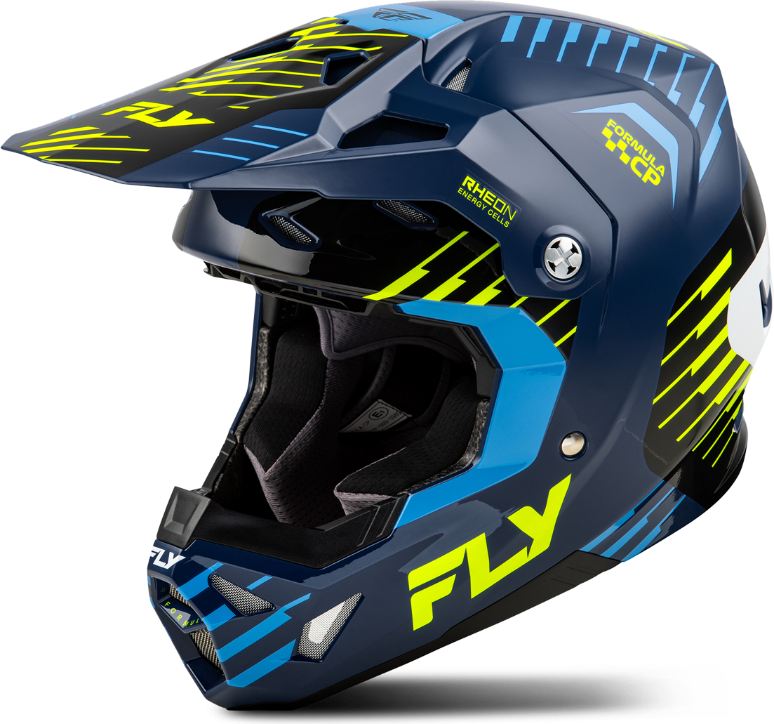 Fly Racing Formula CP Slice Crosshjälm Marinblå-HiVis-Vit