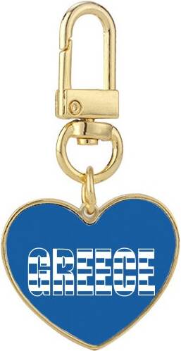 DIYthinker Greece Country Flag Heart Keychain - Gold