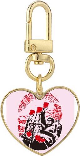 DIYthinker Propaganda Unity Gold Heart Keychain - Metal