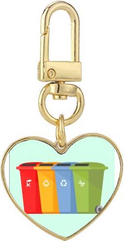 DIYthinker Classify Dustbin Gold Heart Keychain - Metal