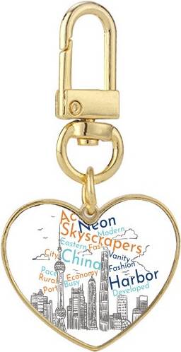 DIYthinker Landmark Skyscraper Keychain - Wordcloud Gold