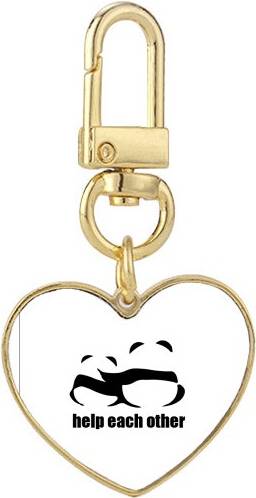 DIYthinker Cuddling Pandas Helping Keychain - Gold