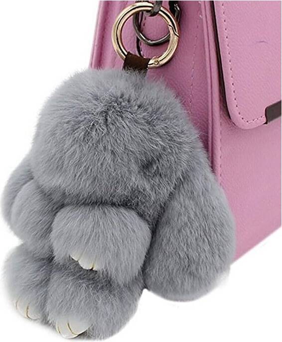 Tianfu Fluffy Rabbit Keychain - Grey