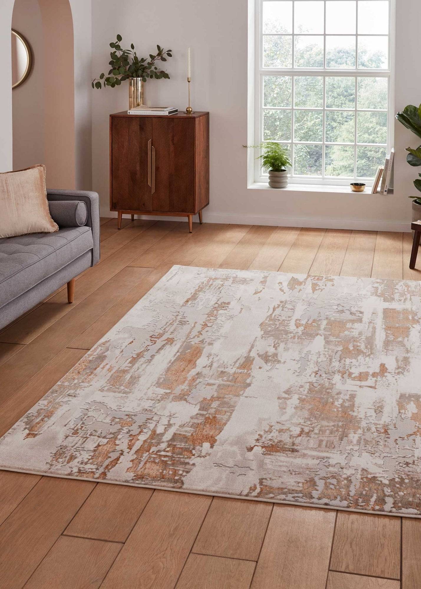 Think Rugs Apollo Abstract Rectangle Rug 200 x 290 cm Brown, Grey, Bronze