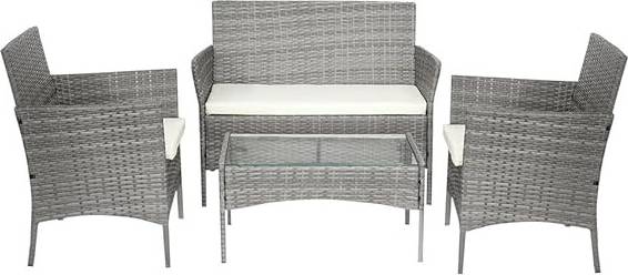 Grey 4 Piece Rattan Sofa