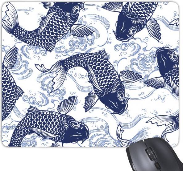 DIYthinker Carp Wave Blue Pattern Mouse Pad