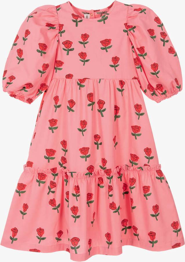 Pink roses Mini Rodini Kjole - Roses AOP Puff - Pink