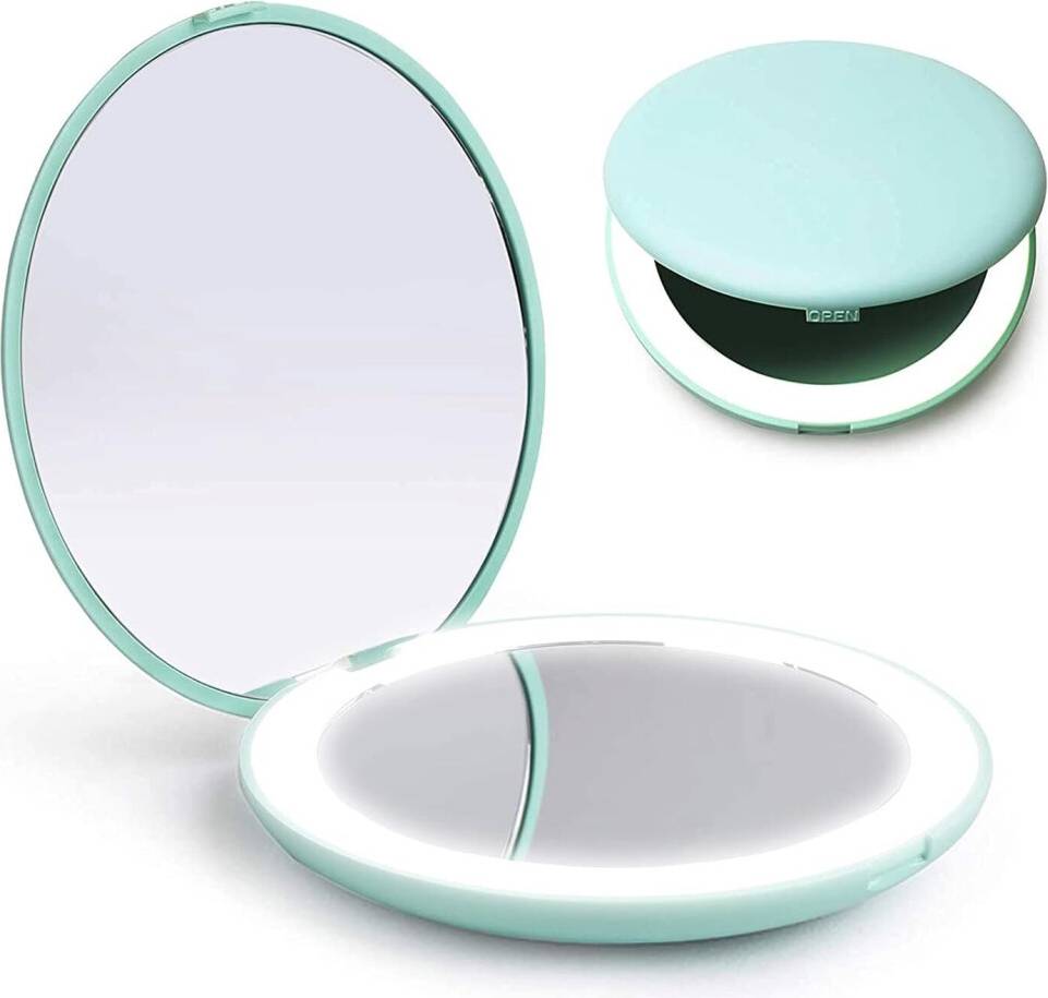 GOPatriot Memory LED Compact Makeup Mirror - Green