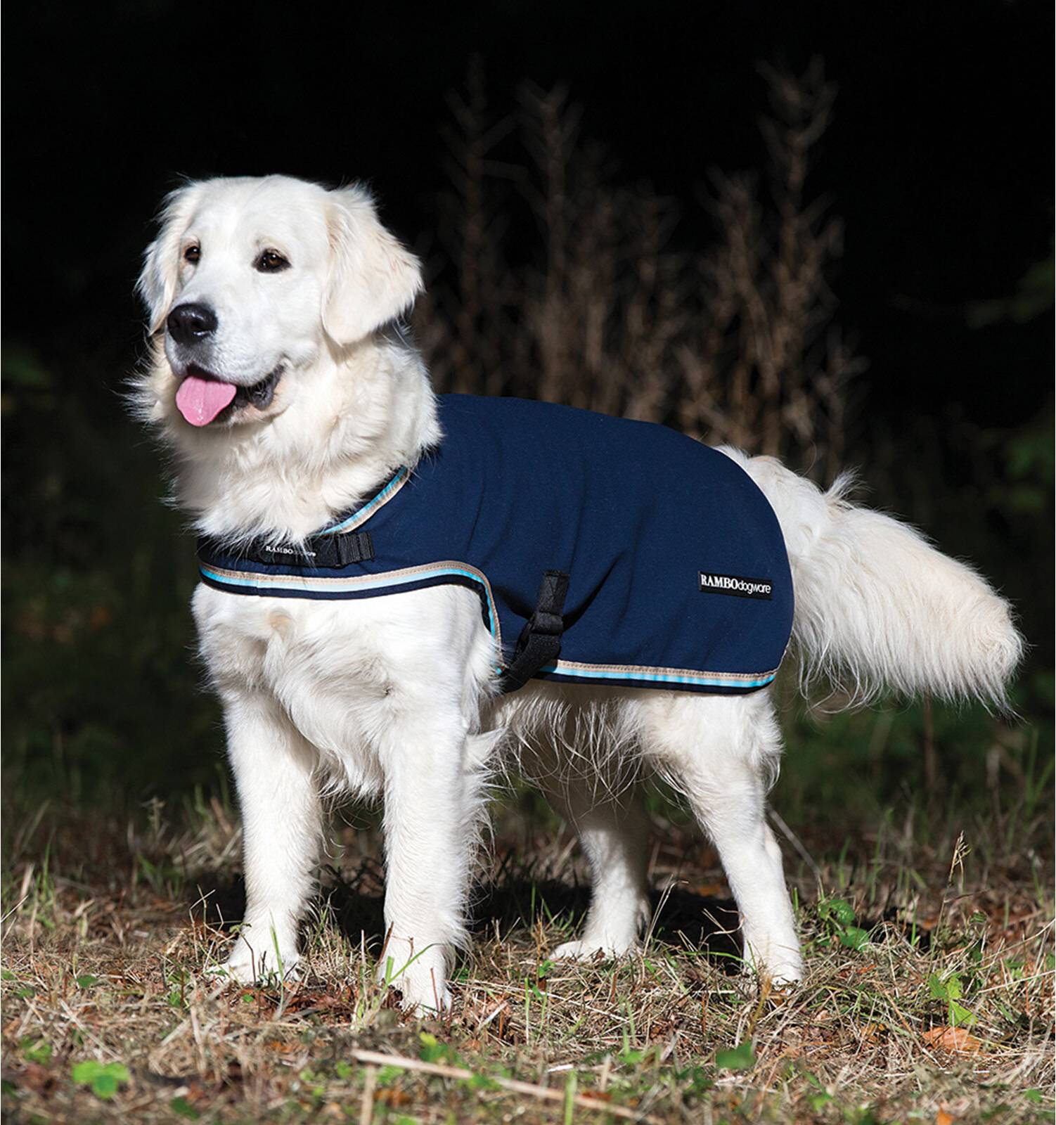 Horseware Rambo Waterproof Fleece Dog Rug Navy Beige