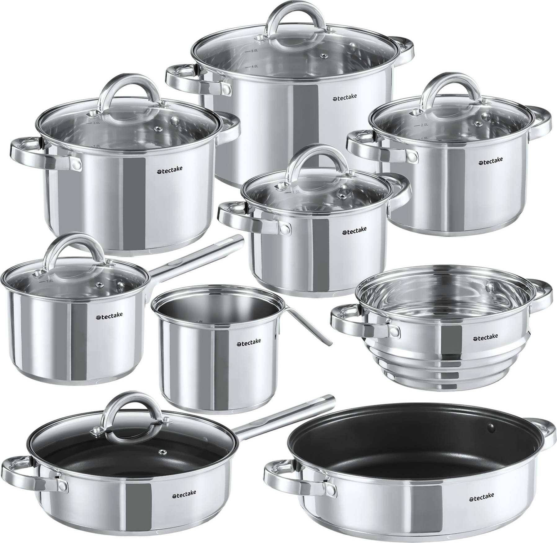 tectake Turin Cookware Set 15 pcs