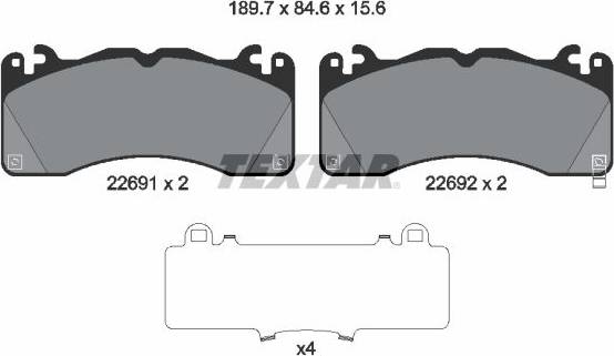 Textar Brake Pad Set Disc Brake 2269101