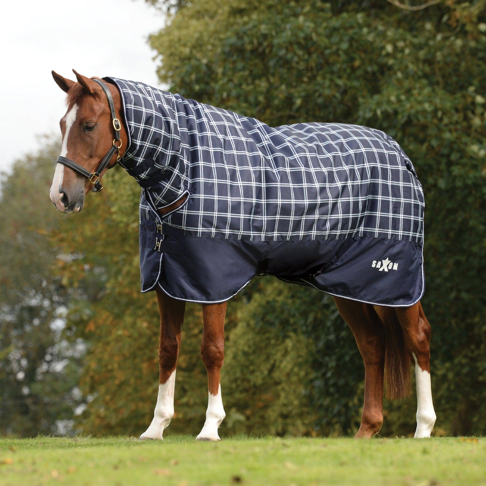 Combo Neck Turnout Rug - Navy Plaid