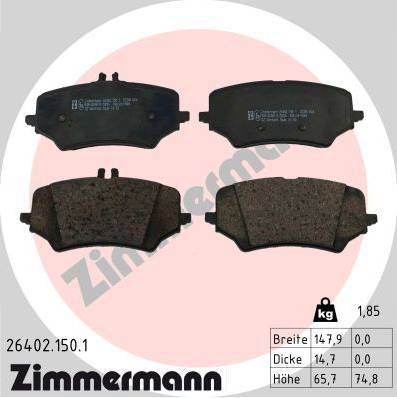 Zimmermann Brake Pad Set Rear Axle