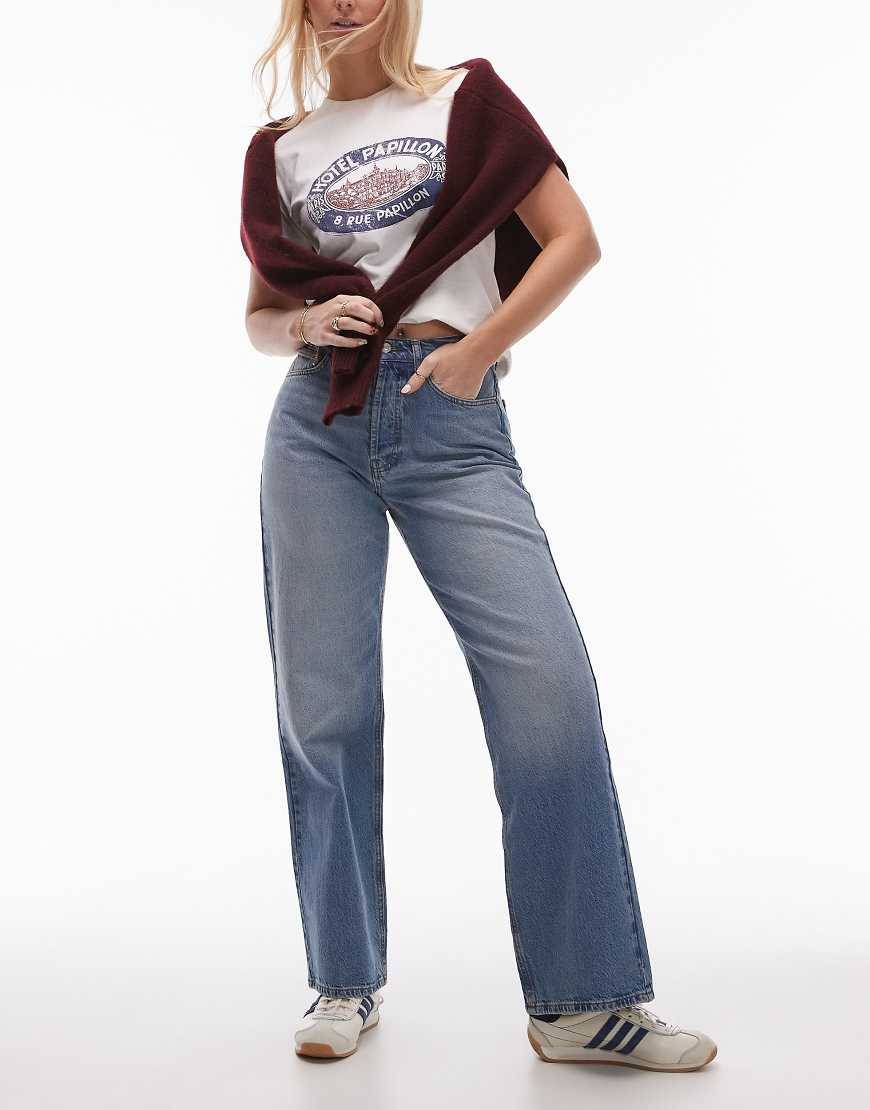 Hourglass Mid Rise Column Jeans - Mid Blue