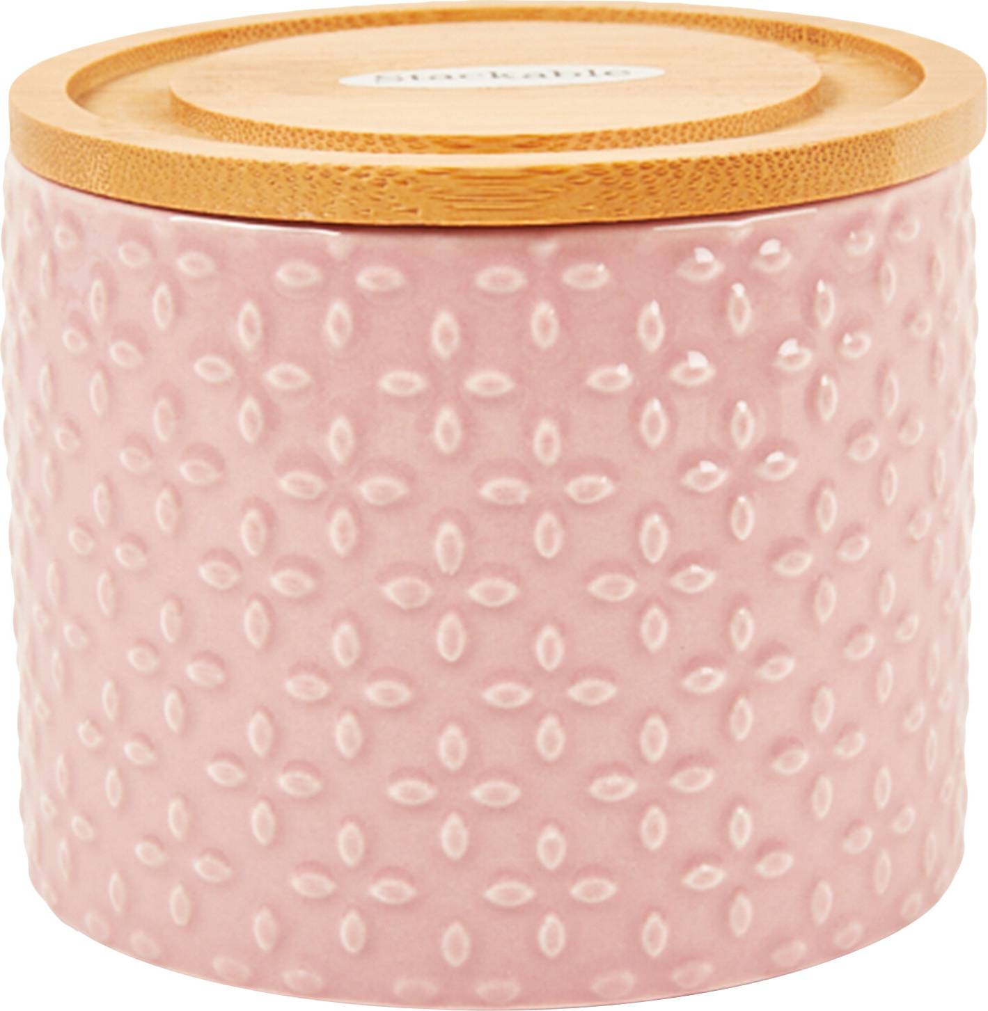 Embossed Stacking Canister Pink Kitchen Container