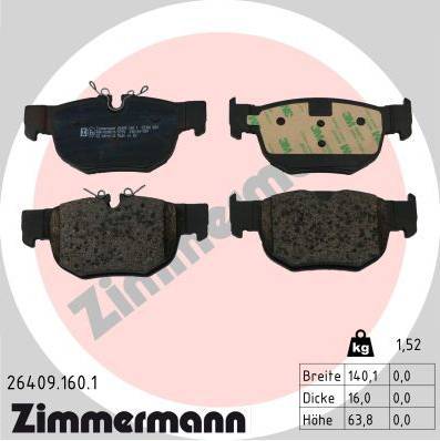 Zimmermann Brake Pad Set Rear Axle