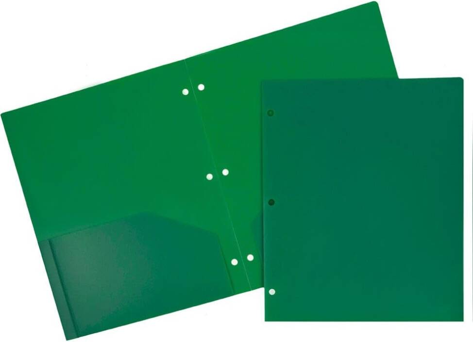 Cartelle Portadocumenti Plastica Resistente 3 Fori Verde