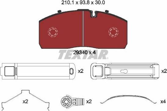 Textar Brake Pad Set Disc Brake 2934001