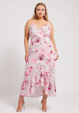 Yours Plus Size Floral Print Ruffle Wrap Dress