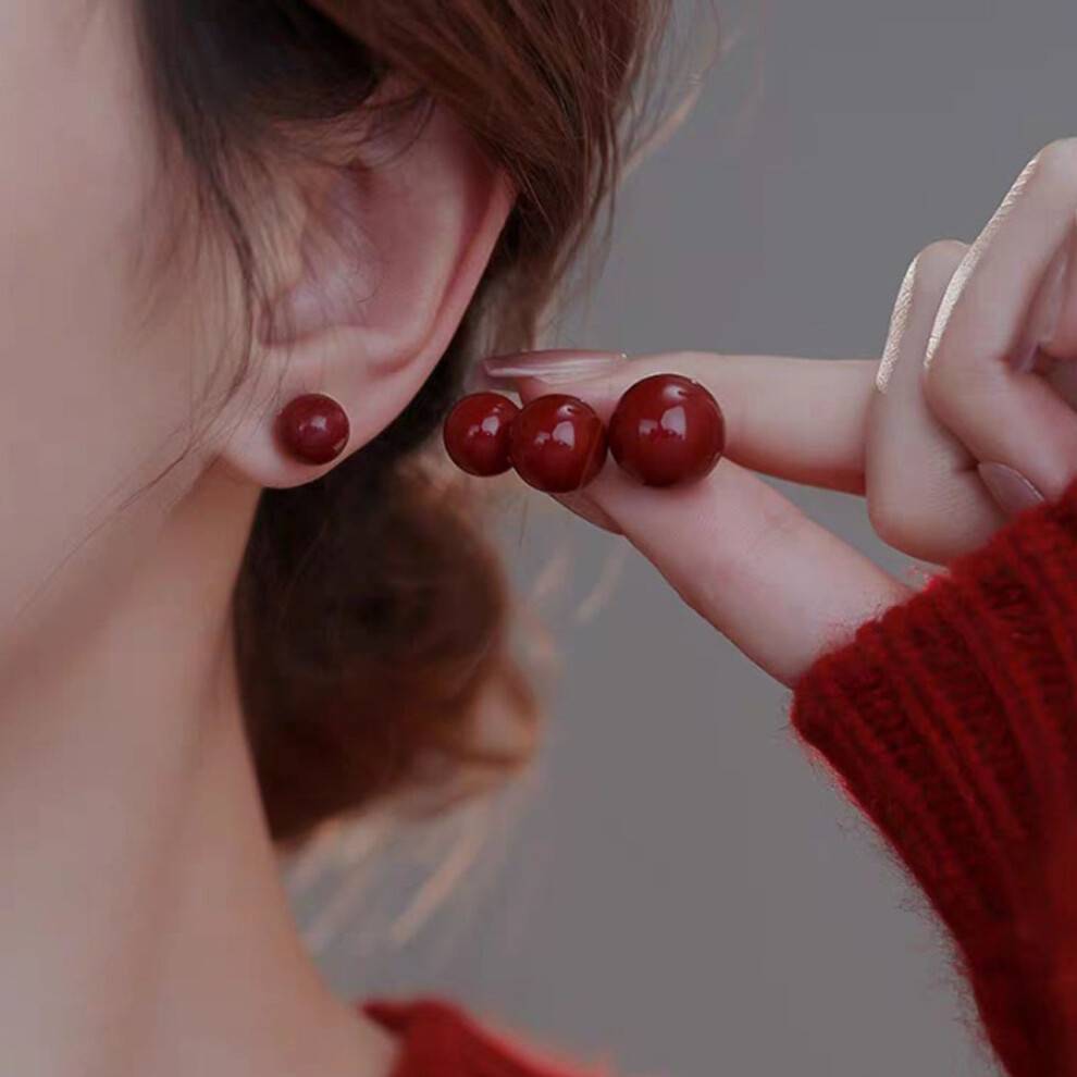 Boucles d'Oreilles en Perles Rouges