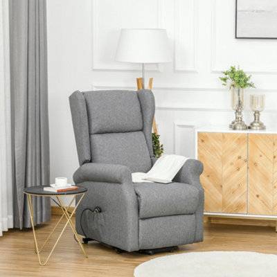 Homcom Electric Rise Linen Grey Armchair