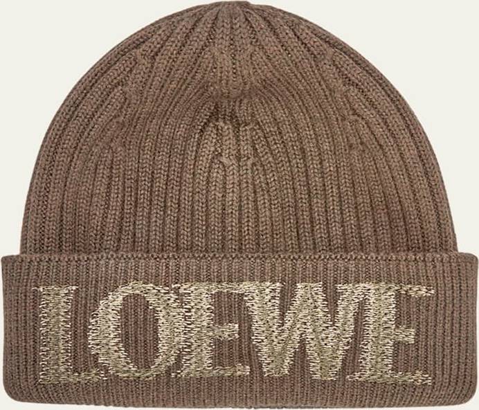 Loewe Logo Ribbed Knit Wool Blend Beanie