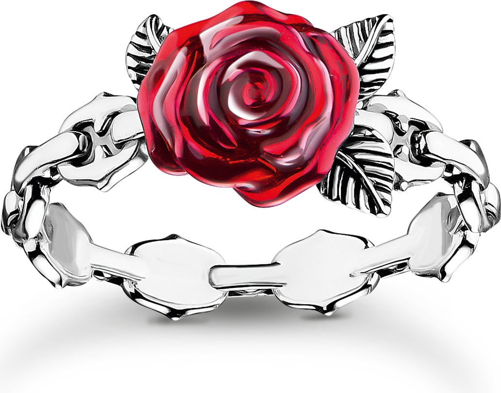 Thomas Sabo Silver Ring Roses Romance Red