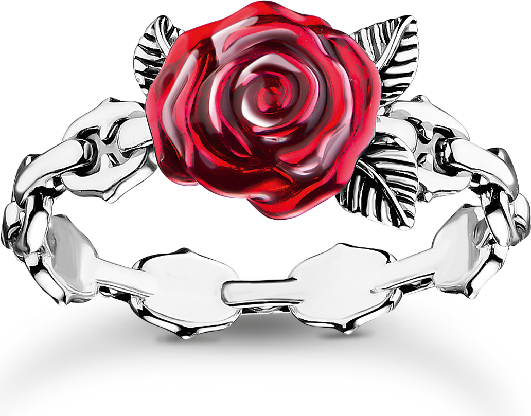Thomas Sabo Silver Ring Roses - Romance Red