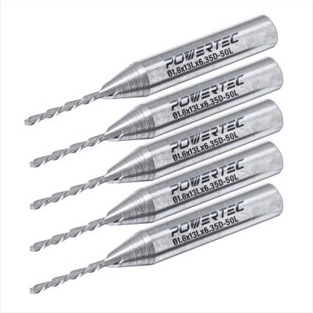 Powertec 73038-P5 Down Cut Spiral Router Bit 5 pcs