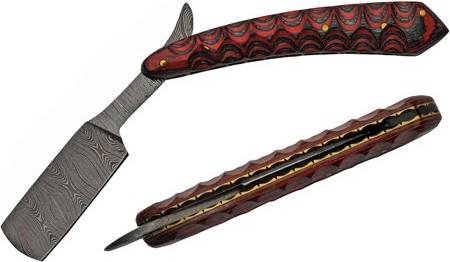 Red Grooved Damascus Razor