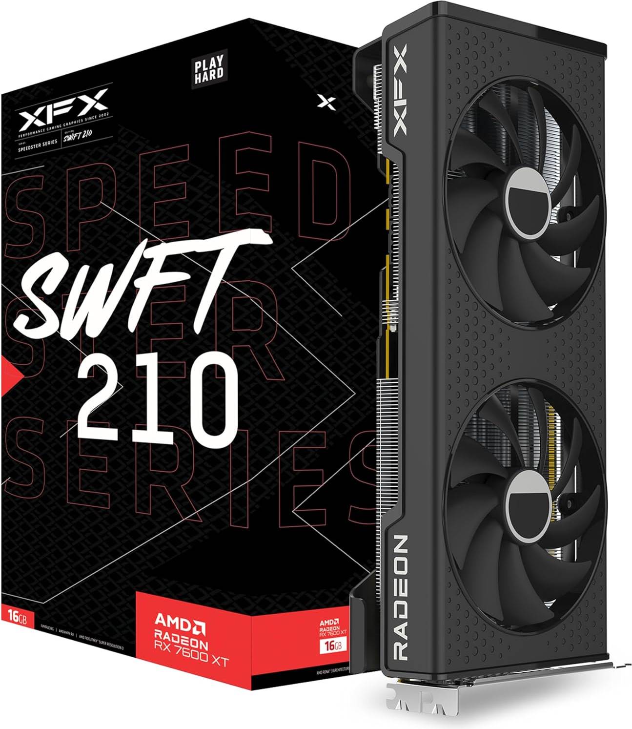 XFX Speedster SWFT 210 Radeon RX 7600 XT HDMI 3xDP 16GB