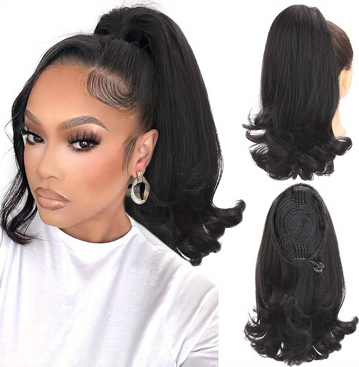 Hair extensions Temu 16 Inch Curly Drawstring Ponytail Hair Extensions