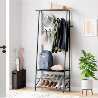 Coat rack shoe bench Gaomon Coat Bench Black Shoe Rack