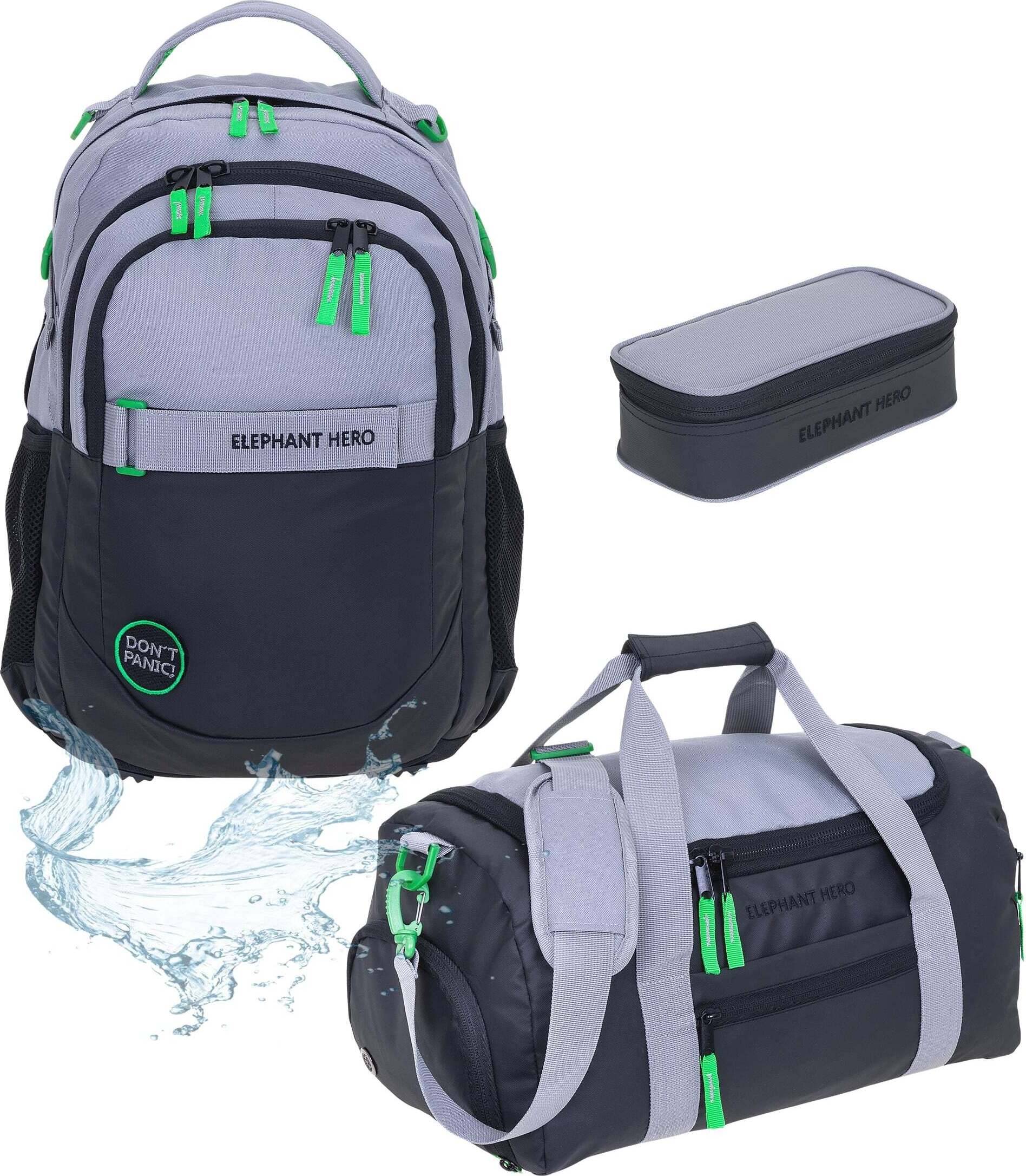 Elephant Hero Signature Rucksack Set - Color Block Grau/Grün