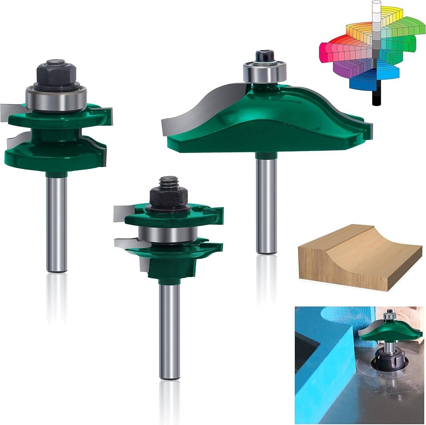 Router bit set Ifanze Pealife Stile Router Bit Set 1/4 Inch 3 Pcs