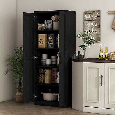 Pantry cupboard for kitchen Homcom Rustic 2-Door Kitchen Storage Cabinet