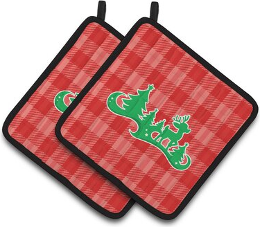 Caroline's Treasures Paire de Maniques Rouges 19 cm x 19 cm Manique Rouge, Multicolore, Vert