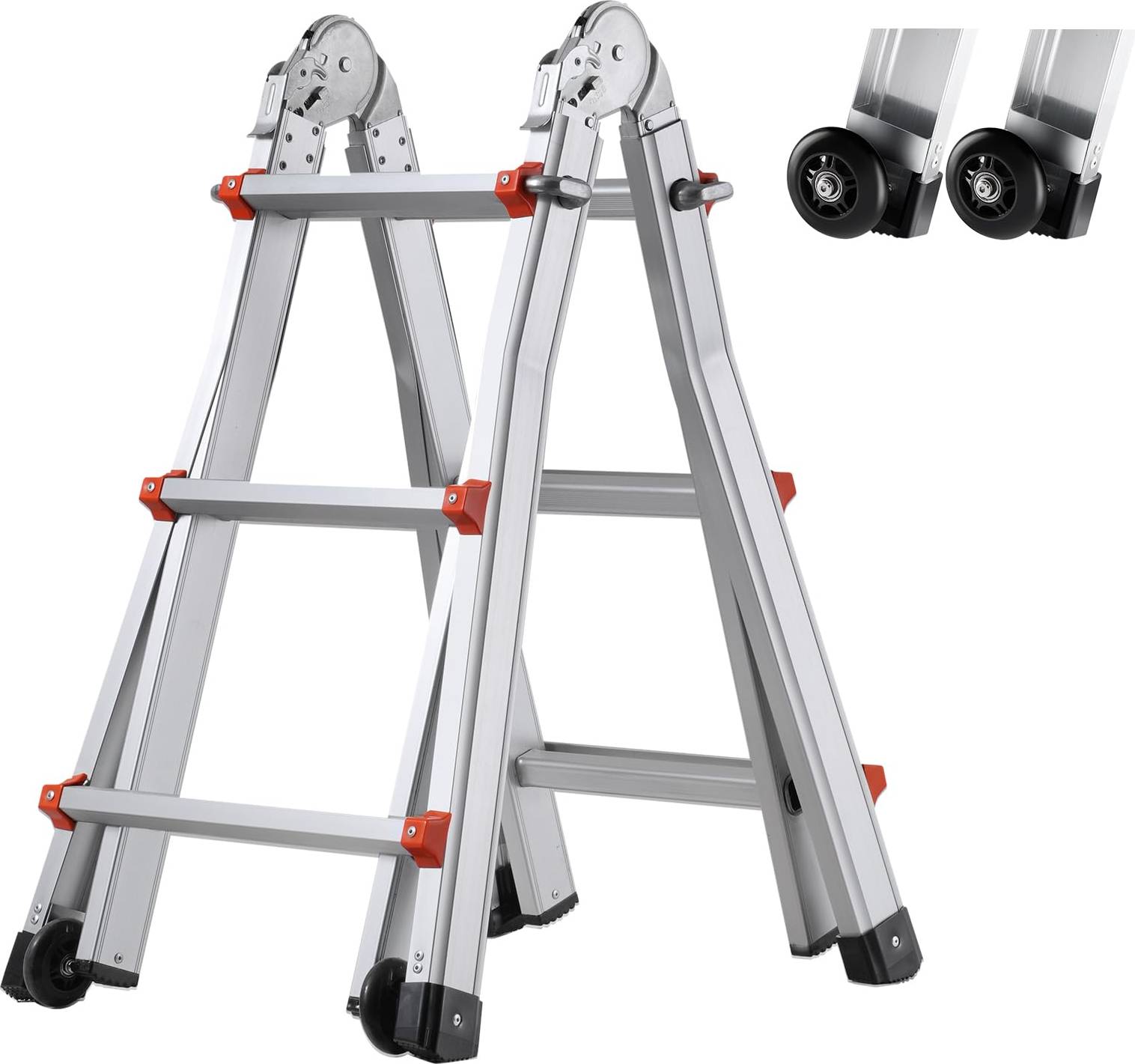 Telescopic ladders VEVOR VEVOR Telescoping Ladder A Frame 9.5 FT Extension Multi-Function for Homework