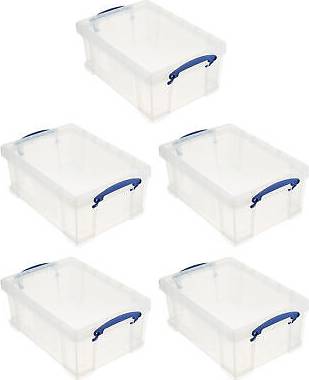 Really Useful Products Stackable 9 Liter Plastic Container 5 Pack Storage Box