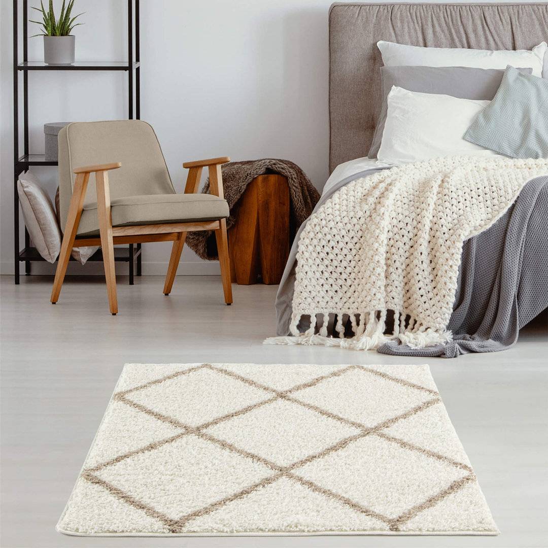 THE RUGS Diamond Design Rectangle Rug 60 x 110 cm Beige