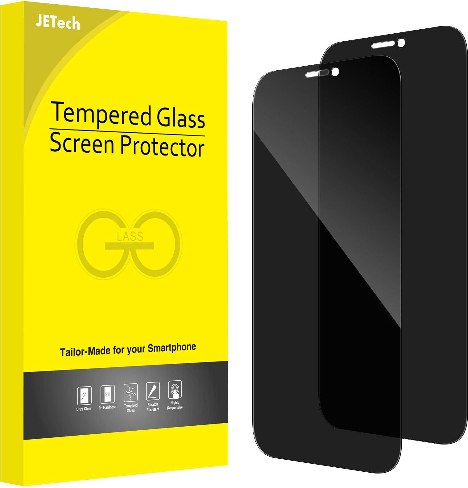 Iphone 12 privacy screen protector JeTech Privacy Full Coverage Screen Protector for iPhone 12 Mini 5.4-inch 2-Pack