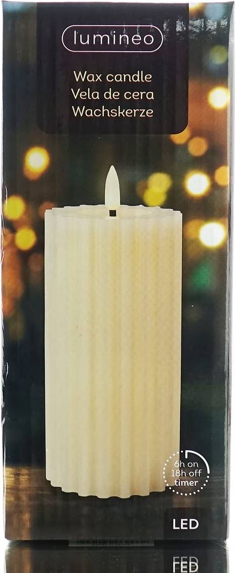 LED Kaars Rib Crème-Wit 17.5 cm