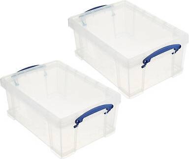 Really Useful Products Stackable 9 Liter Plastic Container Bin 2 Pack Storage Box